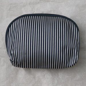Nordstrom Blue & White Striped Makeup Cosmetic Zipper Bag Large 9” x 6” x 1” New